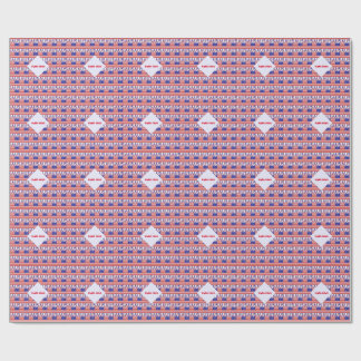 Personalized USA American Flag Tiled Red Name Wrapping Paper