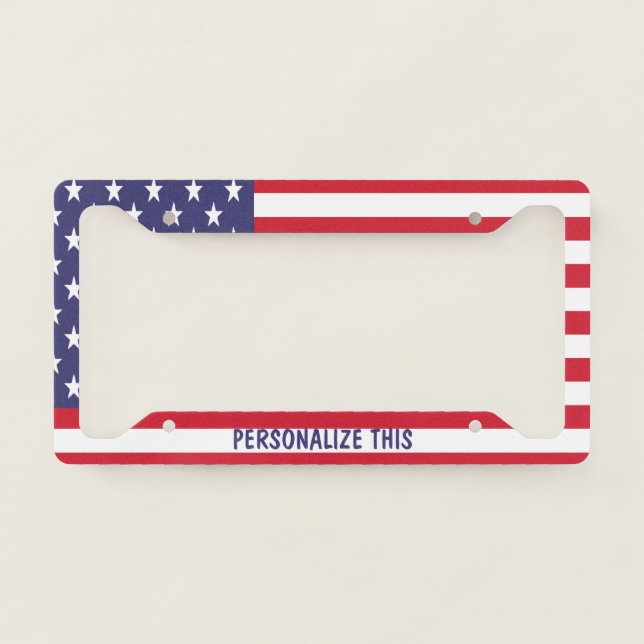 Personalized USA American Themed United States License Plate Frame (Front)