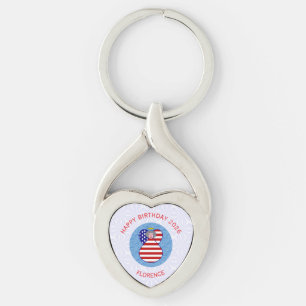 Personalized USA Angel Birthday Keychain 2026