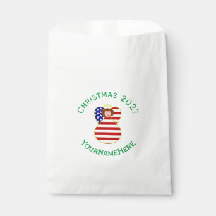 Personalized USA Angel Christmas Flag Red Hair Favor Bag