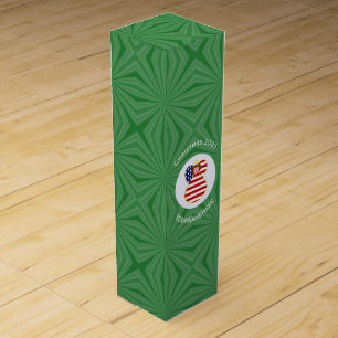 Personalized USA Angel Christmas Flag Red Hair Wine Box
