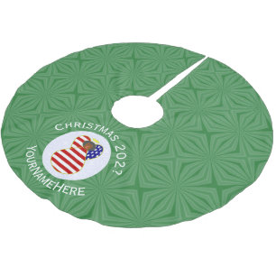 Personalized USA Black Angel Christmas Flag Brushed Polyester Tree Skirt