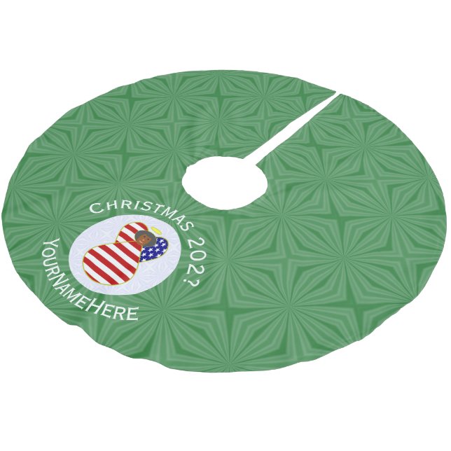Personalized USA Black Angel Christmas Flag Brushed Polyester Tree Skirt (Angled)