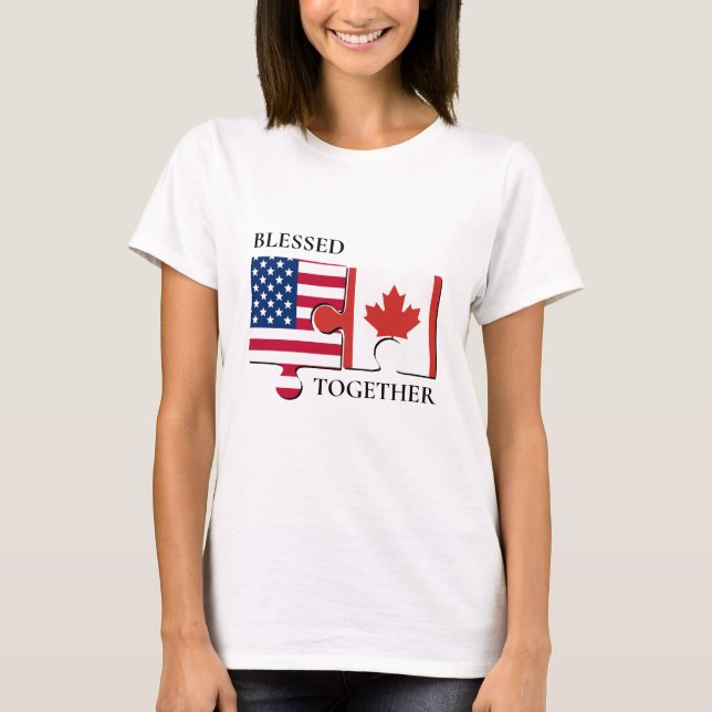 Personalized USA CANADA Dual Flag T-Shirt (Front)