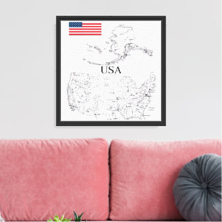 Personalized USA City Map Poster – Custom Location Canvas Print
