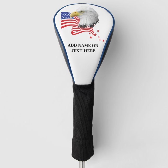 Personalized USA Eagle Golf Driver Cover (Front)