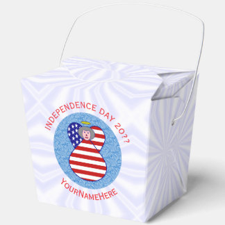 Personalized USA Flag Angel Grandma Take-Out Favor Boxes