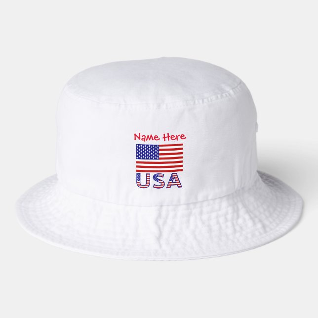 Personalized USA Flag Bucket Hat (Front)