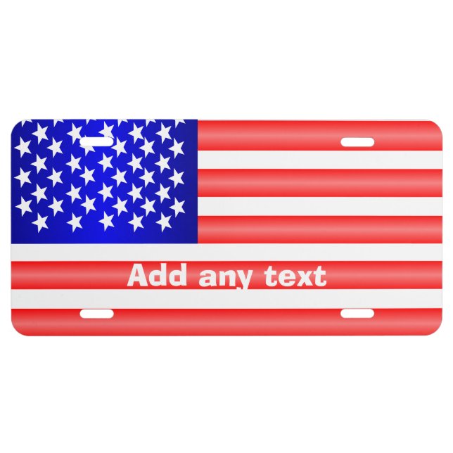 Personalized USA Flag Design License Plate (Front)