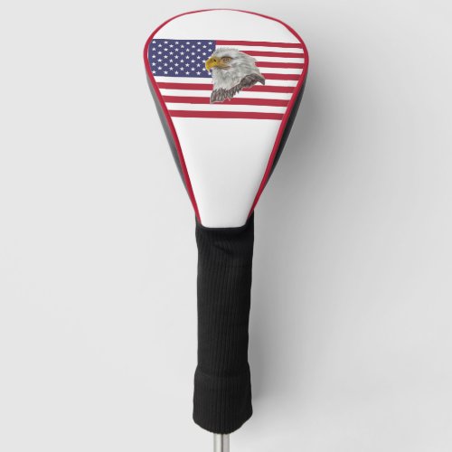 Personalized USA Flag Eagle Golf Head Driver Cover