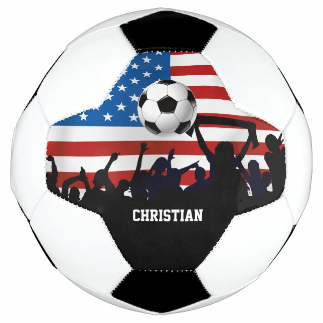 Personalized USA Flag Football and Soccer Fans Ball (Front)