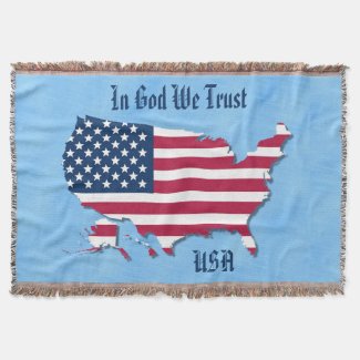 Personalized USA Flag, Map Motto Sea Blue