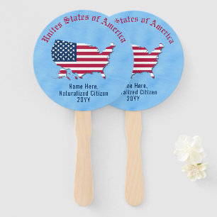 Personalized USA Flag Map United States Citizen Hand Fan