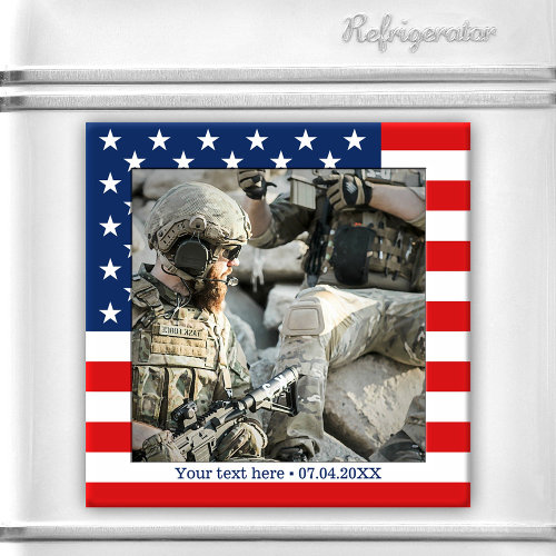 Personalized USA Flag Patriot Photo Magnet