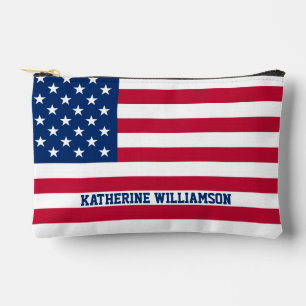 Personalized USA Flag Stars and Stripes Accessory Pouch
