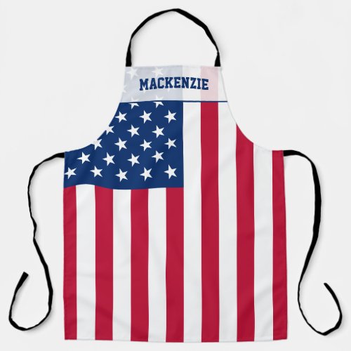 Personalized USA Flag Stars and Stripes Apron