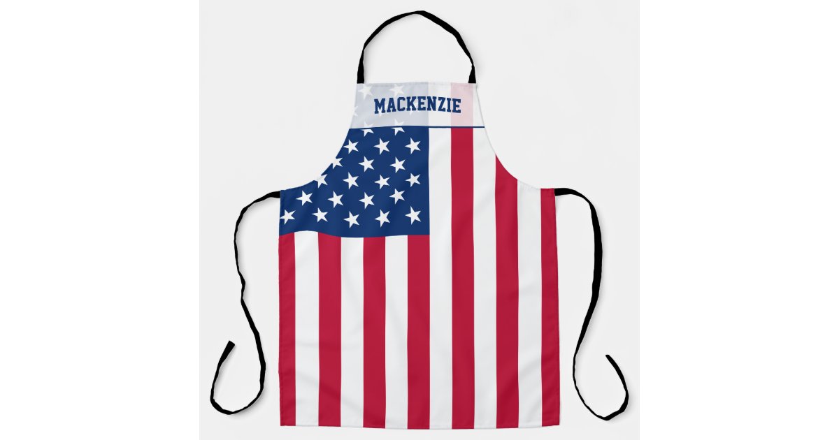 Personalized USA Flag Stars and Stripes Apron | Zazzle