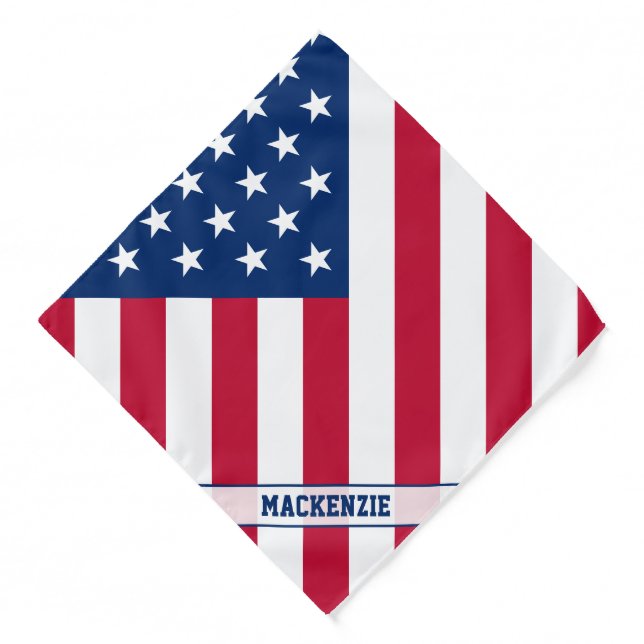 Personalized USA Flag Stars and Stripes Bandana (Front)
