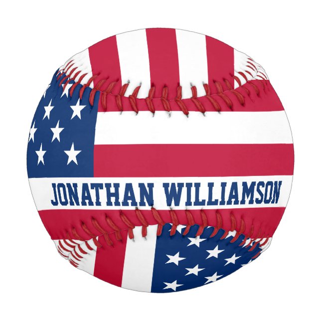 Personalized USA Flag Stars and Stripes Baseball (Front)