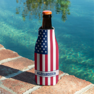 Personalized USA Flag Stars and Stripes Can Cooler
