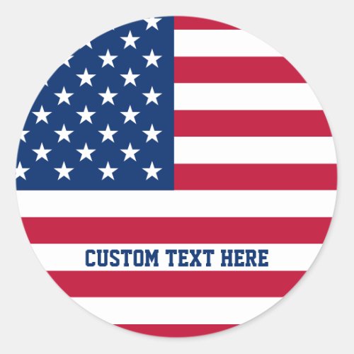 Personalized USA Flag Stars and Stripes Classic Round Sticker
