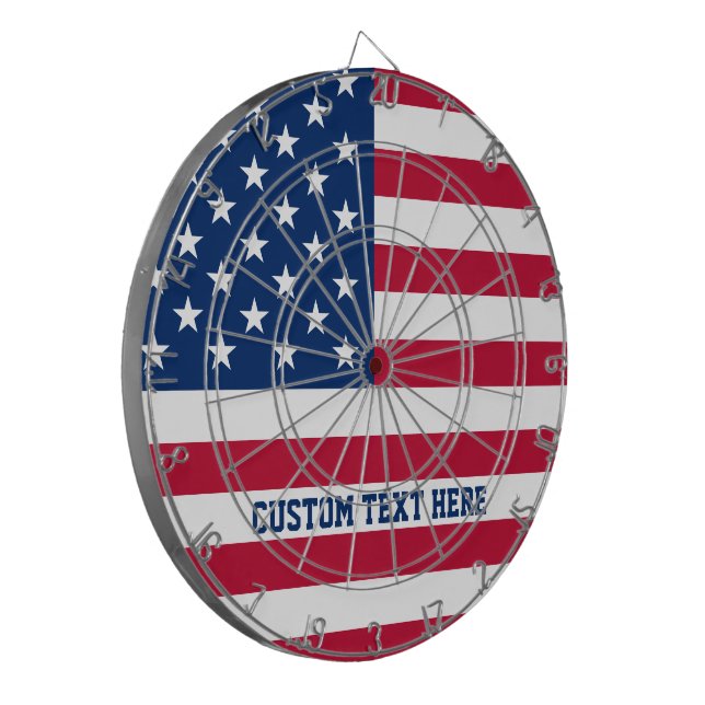 Personalized USA Flag Stars and Stripes Dart Board (Front Left)