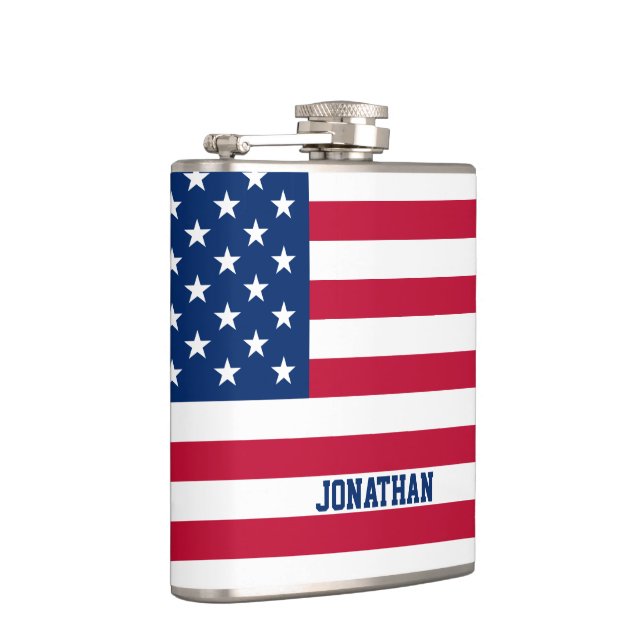 Personalized USA Flag Stars and Stripes Flask (Right)
