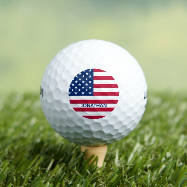 Personalized USA Flag Stars and Stripes Golf Balls (Insitu Tee)