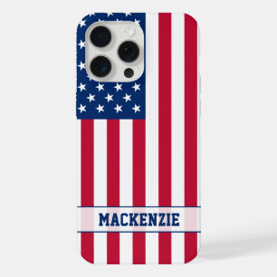 Personalized USA Flag Stars and Stripes iPhone 15 Pro Max Case