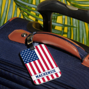 Personalized USA Flag Stars and Stripes Luggage Tag