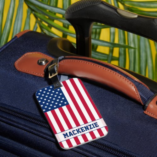 Personalized USA Flag Stars and Stripes Luggage Tag