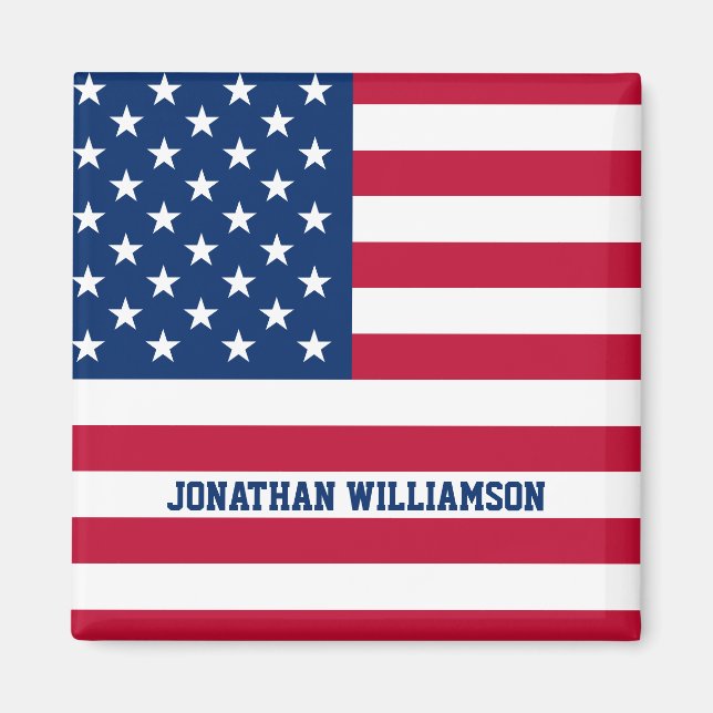 Personalized USA Flag Stars and Stripes Magnet (Front)