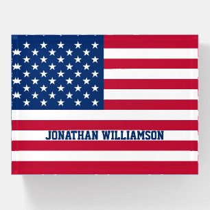 Personalized USA Flag Stars and Stripes Paperweight