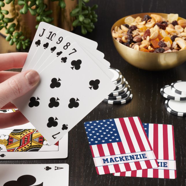 Personalized USA Flag Stars and Stripes Poker Cards (In Situ)