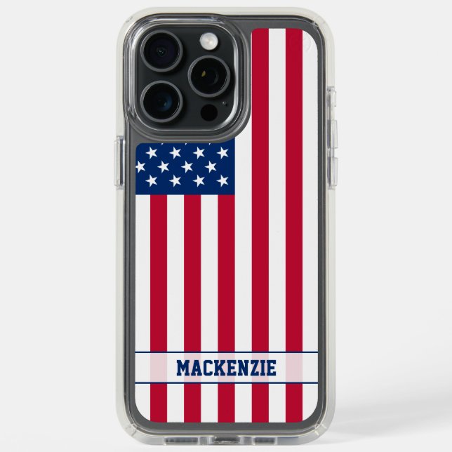 Personalized USA Flag Stars and Stripes Speck iPhone Case (Front (Black Titanium))