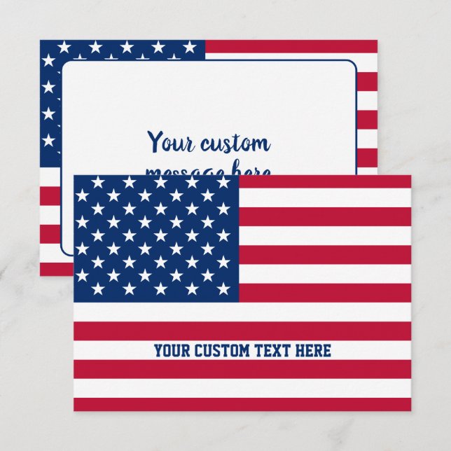 Personalized USA Flag Stars and Stripes Thank You Card (Front/Back)