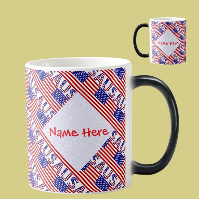 Personalized USA Flag Tiled Color Morph Mug (Creator Uploaded)