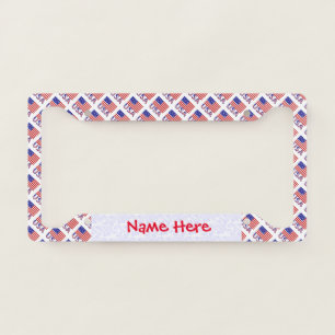 Personalized USA Flag Tiled License Plate Frame