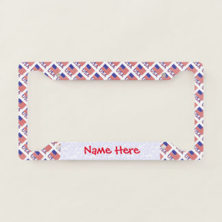 Personalized USA Flag Tiled License Plate Frame