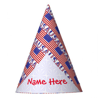Personalized USA Flag Tiled Paper Party Hat