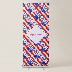 Personalized USA Flag Tiled Retractable Banner