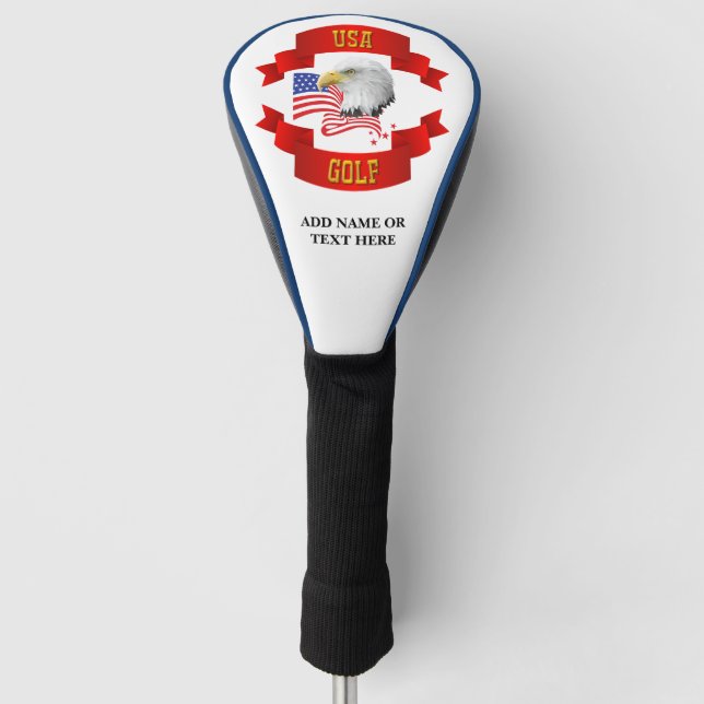 Personalized USA Golf Driver Cover (Front)