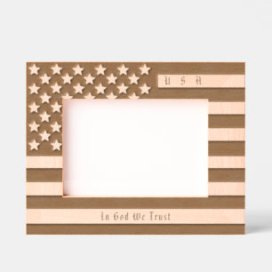 Personalized USA Motto, American Flag Engraved Frames