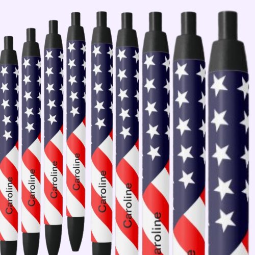 Personalized USA Patriotic Flag Black Ink Pen
