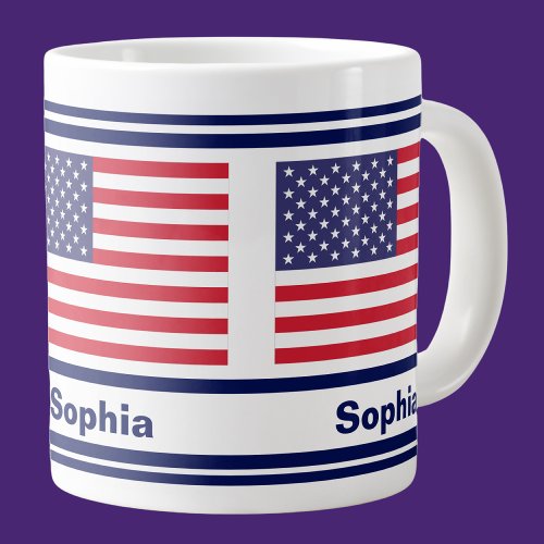 Personalized USA Patriotic Flag  Giant Coffee Mug