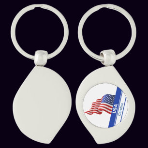 Personalized USA Patriotic Flag Keychain