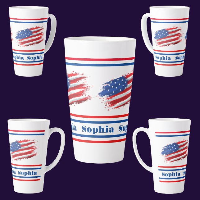 Personalized USA Patriotic Flag  Latte Mug (Creator Uploaded)