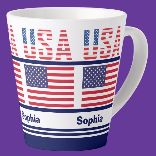Personalized USA Patriotic Flag  Latte Mug