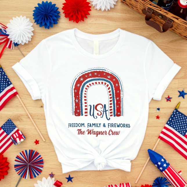 Personalized USA Rainbow Red White Blue Patriotic  T-Shirt (Creator Uploaded)