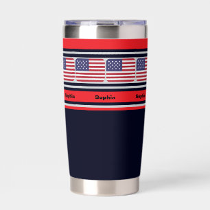 Personalized (USA) United State Patriotic Flag Insulated Tumbler